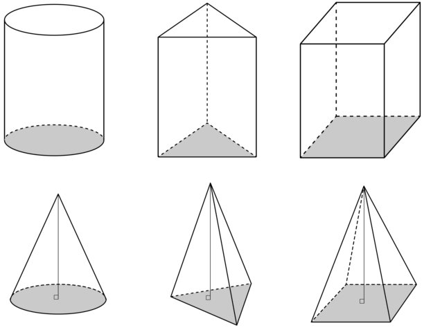 3D实体图形集（圆柱体、棱柱和棱锥）/插画素材（矢量插画）图片下载