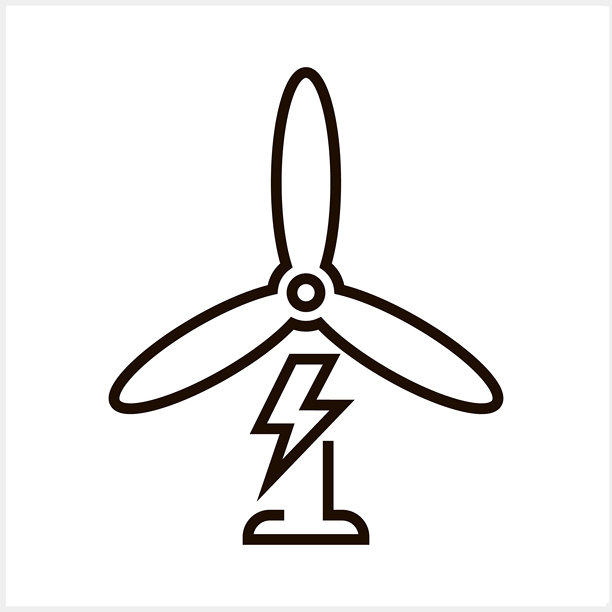 孤立的闪电风车剪影。矢量素材插画图片下载