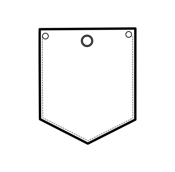 斜视带缝线贴袋的牛仔上衣，技术时装插画。平面的服装模板正面图图片下载