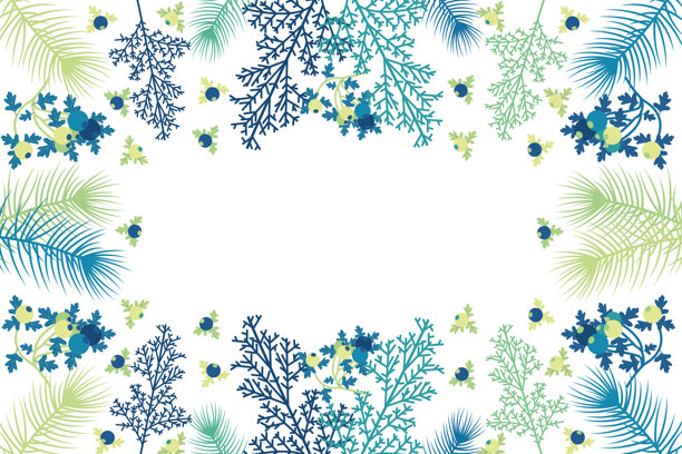 假日圣诞背景，包含槲寄生枝、松果、浆果和雪花素材插画图片下载