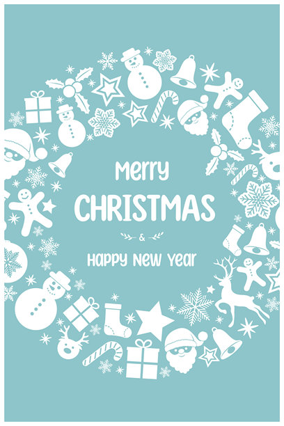 复古圣诞贺卡，饰有节日装饰。矢量插画图片下载
