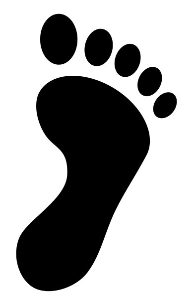 脚印，一个人脚印的剪影，黑白矢量卡通插画图片下载