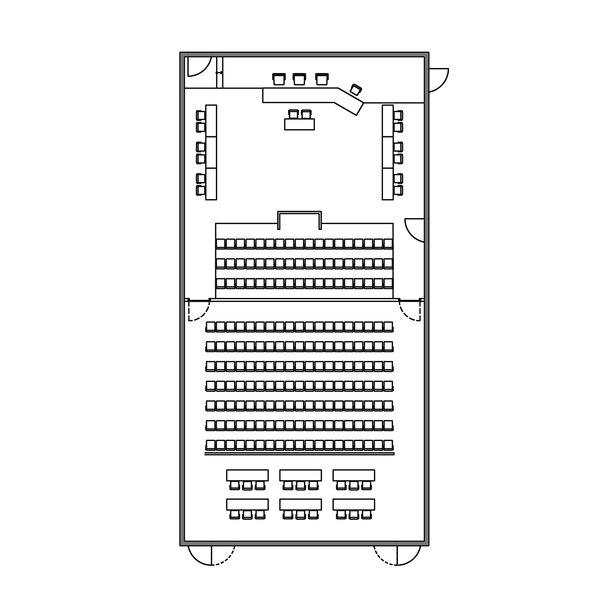 300平方米大型法庭审判区建筑平面图插画图片下载