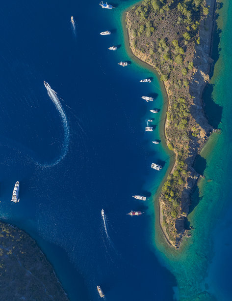 土耳其穆拉省费特希耶戈切克岛屿的夏季航拍照片图片下载