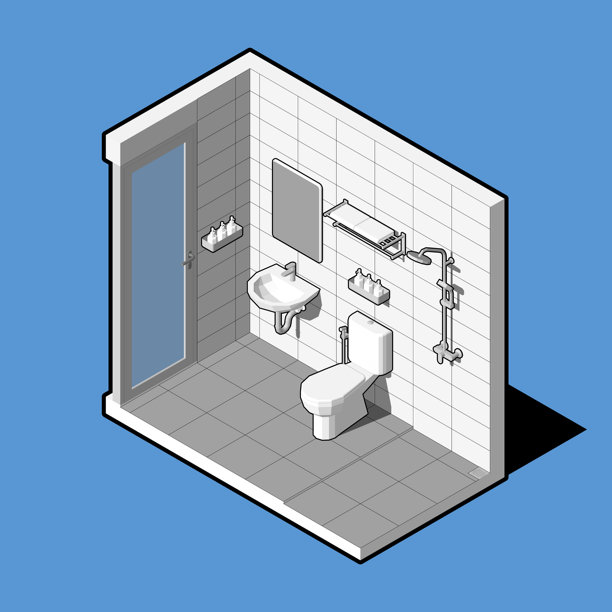主浴室的等距视图插画图片下载
