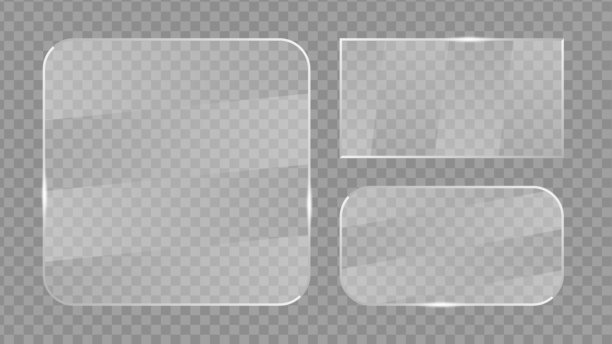 逼真的透明玻璃、窗户或镜子素材，带透明背景图片下载