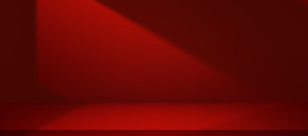 红色背景，抽象的深红色渐变带阴影，适合作为秋季、中国新年、情人节的背景，墙壁上有柔和的光线。矢量插画，带有空白红色地面的工作室背景图片下载