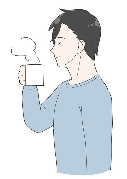 一名男子喝咖啡的插画。图片下载