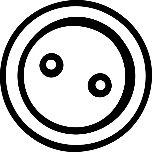 手绘黑白图标，一个圆形的缝纫纽扣，素描风格插画，适用于刺绣和服装辅料。用于手工和DIY时尚项目的简约涂鸦。图片下载