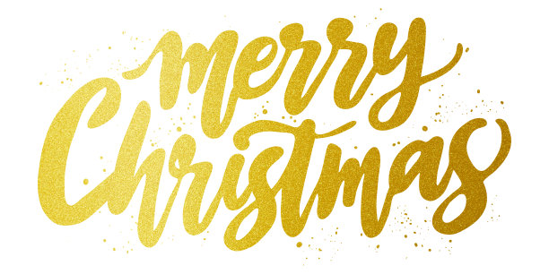 插画：圣诞快乐金色问候闪光文字设计，孤立在白色背景上图片下载
