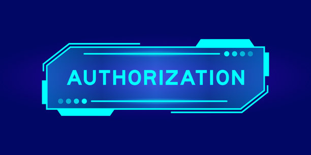 授权字样的用户界面屏幕上的未来抬头显示横幅，背景为蓝色图片下载