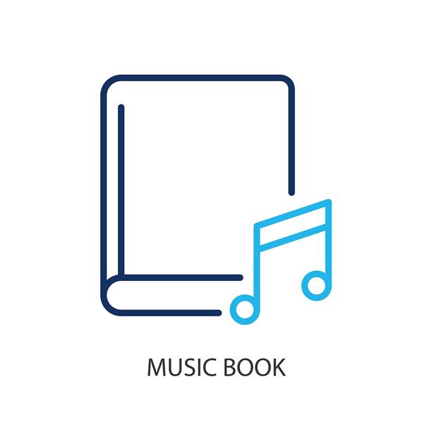 音乐书细线条图标。原创矢量插画。图片下载