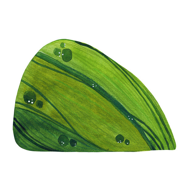 一个风格化、卡通化的绿色小山丘。手绘水彩插画。适合剪贴簿、卡片和儿童建构套装。旅行、冒险、自然图片下载