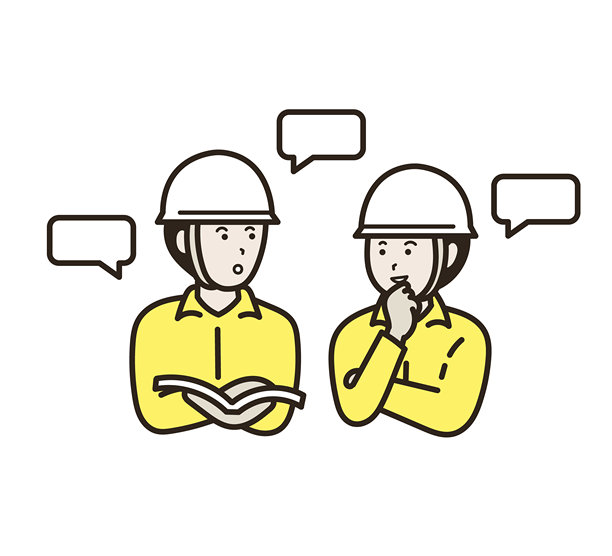 两位男性土木工程师正在讨论工作的插画。图片下载