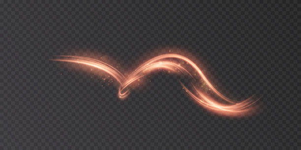 透明背景上柔和的桃色发光漩涡，适用于浪漫照片叠加、化妆品广告和装饰性灯光构图。图片下载