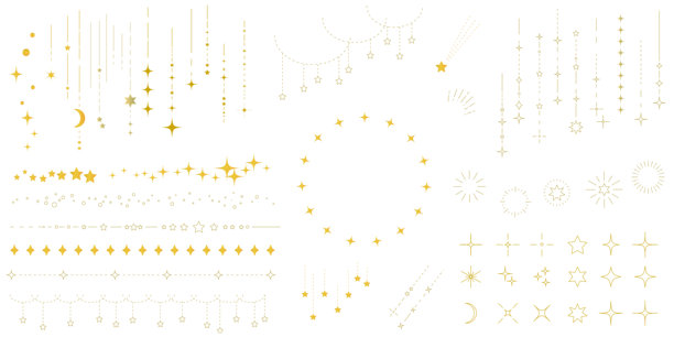 一套简约的装饰边框和线条插画，灵感来源于星空图片下载