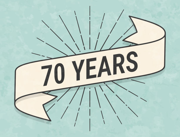 70周年 - 复古风格横幅 - 旧纹理纸图片下载