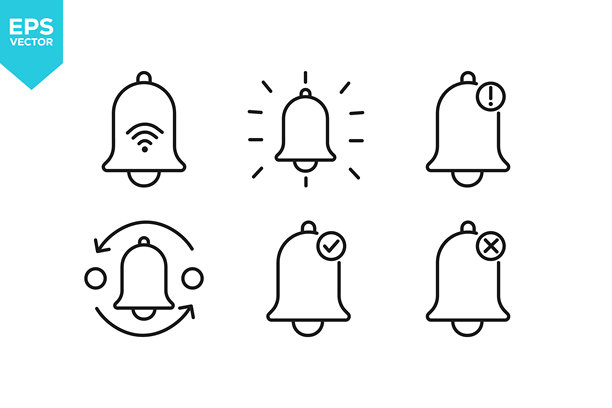 通知的线条图标集。轮廓图标合集素材图片下载