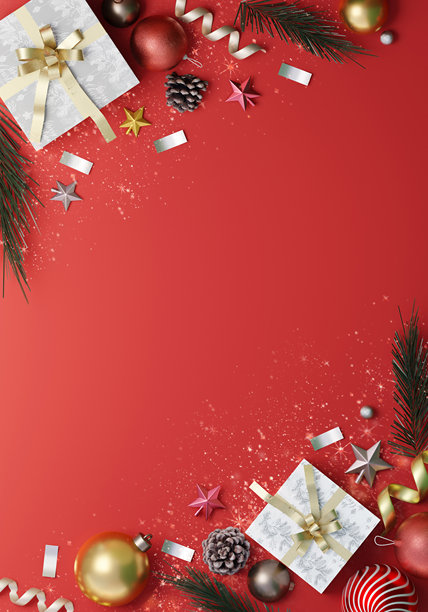 为节日季装饰的圣诞礼物盒和装饰品。3D渲染插画图片下载