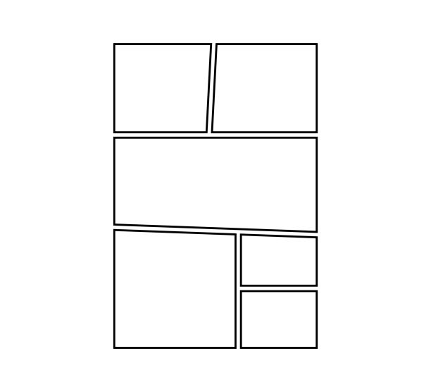漫画书分格。漫画拼贴空白模板。故事板布局面板。照片拼贴的空白页面线条框架。漫画书板模型。矢量插图，孤立在白色背景上图片下载