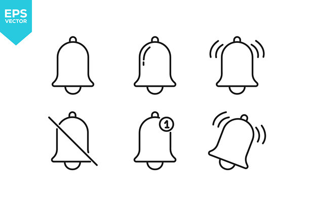 通知的线条图标集。轮廓图标集合素材图片下载