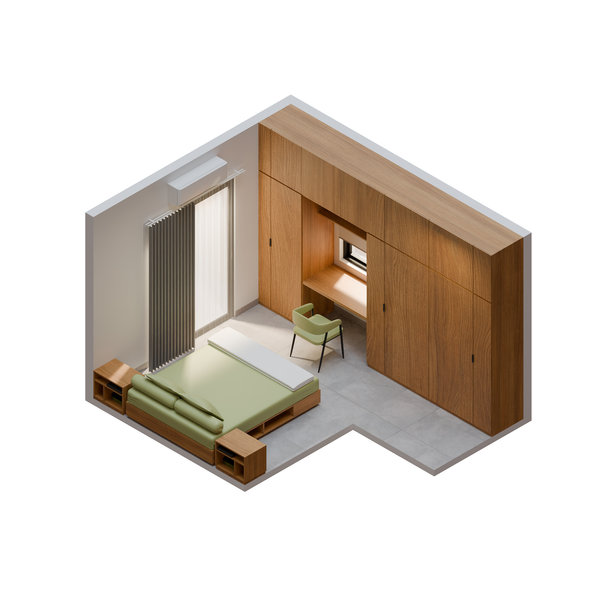 等距主卧室3D插画01图片下载