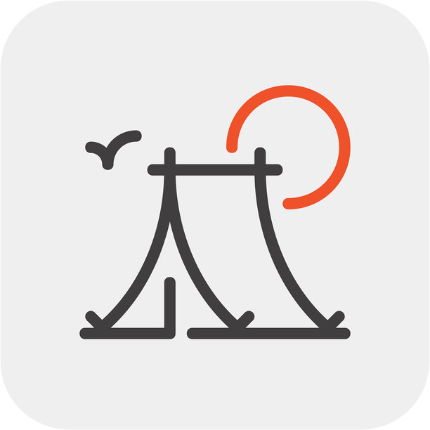 现代露营扁平化线条矢量插画图标设计理念。移动和网页图形图标。扁平符号，标志创意理念。简洁扁平象形图图片下载