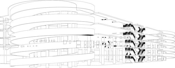 3D 停车场插画图片下载
