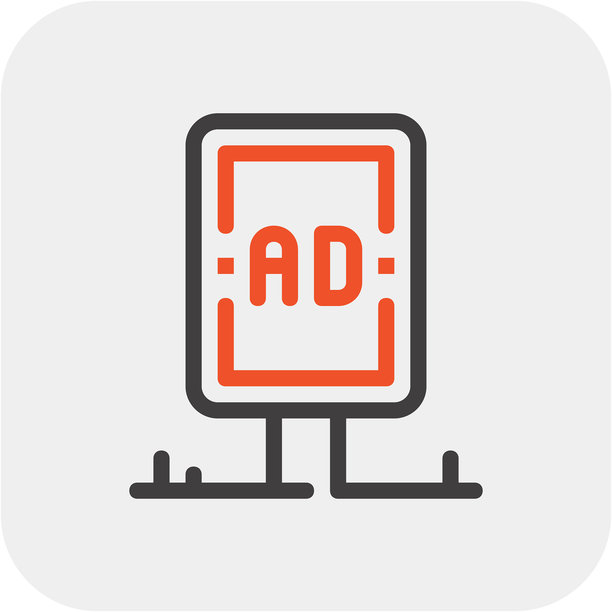 现代赞助广告扁平化线条矢量插画图标设计理念。手机和网页图形图标。扁平化符号，创意Logo概念。简洁干净的扁平化象形图图片下载