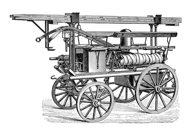 1895年消防车泵车插图图片下载