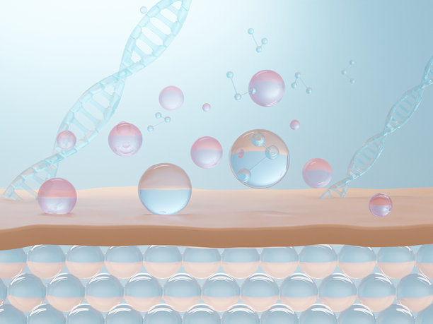 软皮肤上的维生素滴。肌肤精华、肌肤修复、保湿霜、胶原蛋白精华、护肤化妆品解决方案，3D插画。图片下载