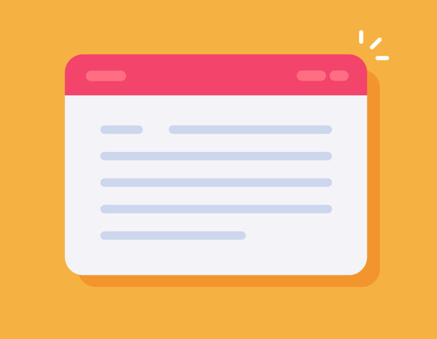 网站网页图标，扁平化、现代化、简约、卡通、平面设计插画，孤立，浏览器窗口中的互联网网页文本站点，博客或文章信息文本图片剪贴画图片下载