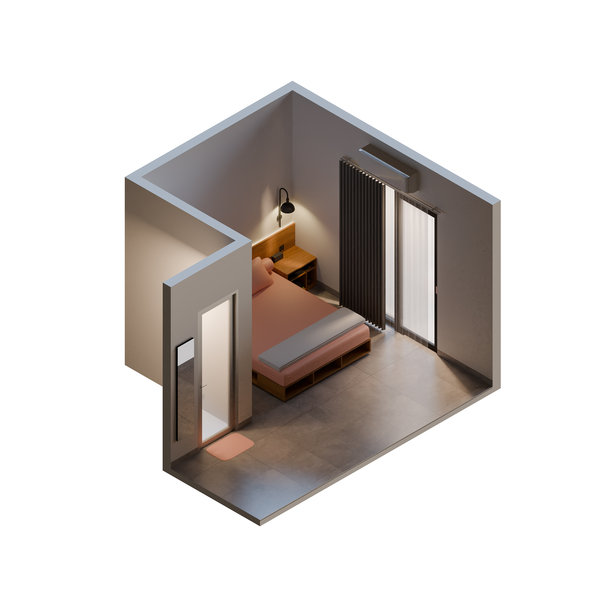 等距主卧室3D插画04图片下载