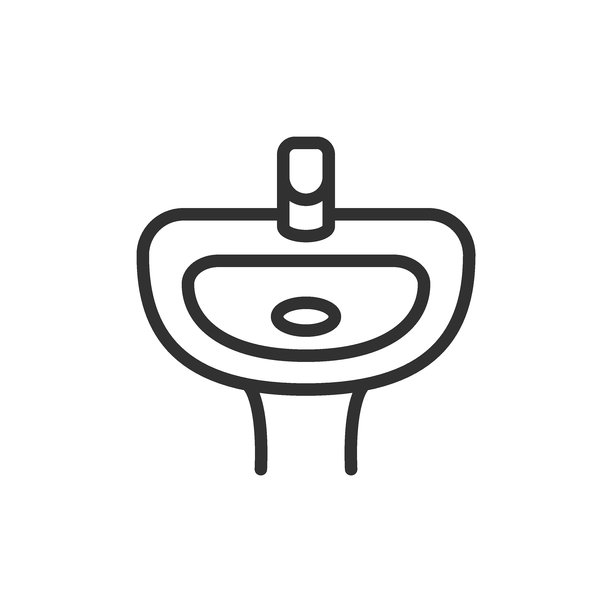 水龙头水槽，线性图标。用于洗手的浴室固定装置。可编辑笔触的线条。图片下载
