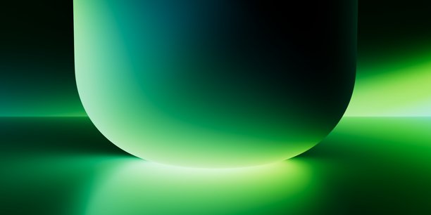 巨大的霓虹球悬浮在反光地板上。非常适合元宇宙宣传、前瞻性品牌推广和产品发布。3D渲染插画。图片下载