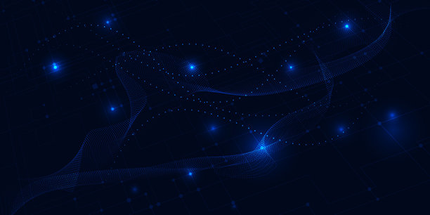 抽象的未来科技矢量插画，带有波浪线框。未来科技设计概念。图片下载