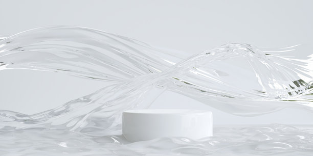 水上产品展示领奖台。自然美景基座，放松与健康，3D插画图片下载