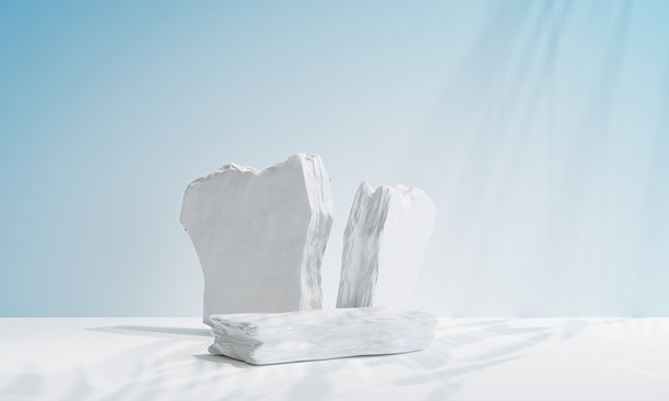 用于产品展示的岩石讲台。自然之美底座，放松与健康，3D插画图片下载