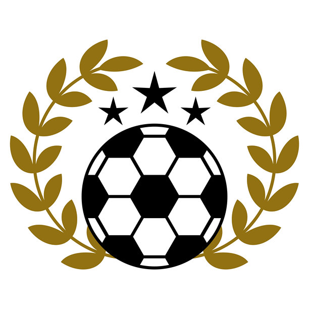 月桂花环中的足球图标，带有星星。带有足球的胜利者月桂花环。足球设计。足球的徽章。足球锦标赛图片下载