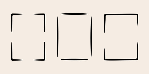 矩形涂鸦边框印章套装，手绘原创创意订婚字母组合。带有图形元素的边缘和框架，设计照片装饰问候元素。孤立。矢量图片下载