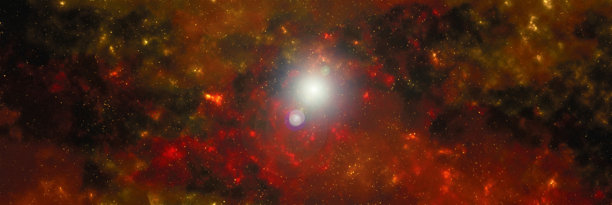 太空背景，带有星尘和闪耀的星星。逼真的宇宙和彩色星云。多彩的星系。3D插画图片下载