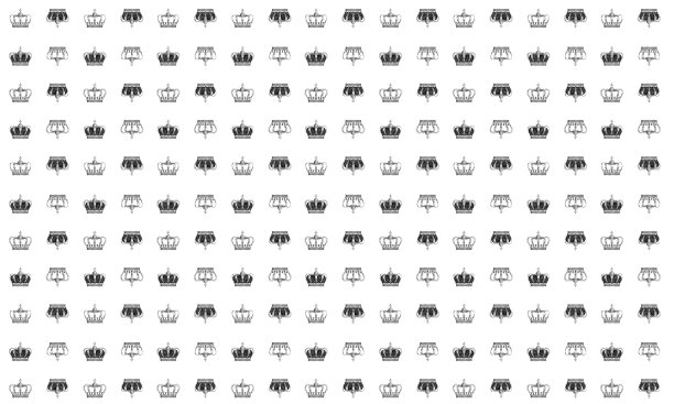 白色背景上排成一列的写实皇冠背景素材图片下载