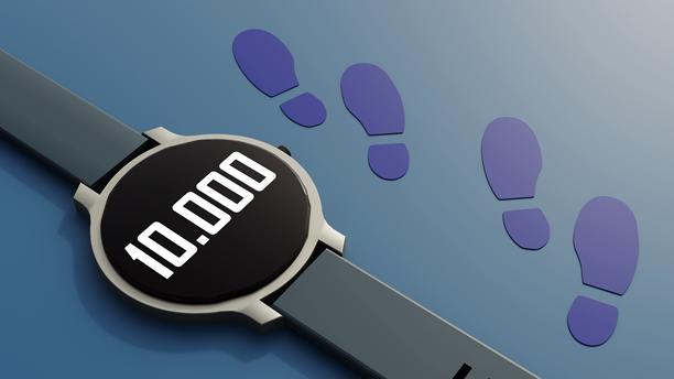 3D插画：智能手表和脚印图片下载