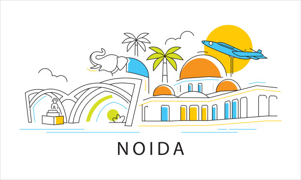 诺伊达城市景观的未来主义几何插画图片下载