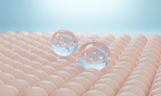 胶原蛋白精华滴在皮肤上。皮肤精华，皮肤修复，3D插画图片下载