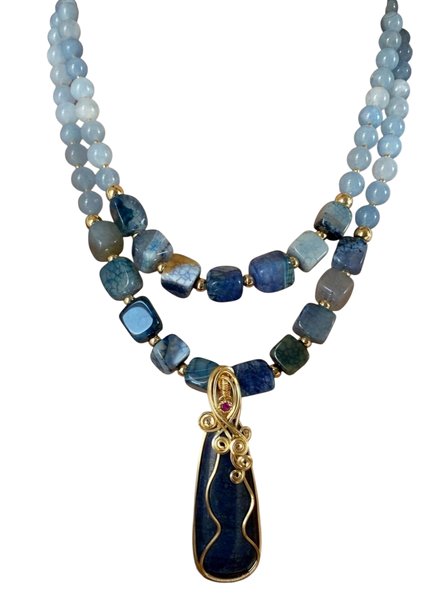 奢华手工项链耳环套装 – 女性优雅艺术珠宝图片下载