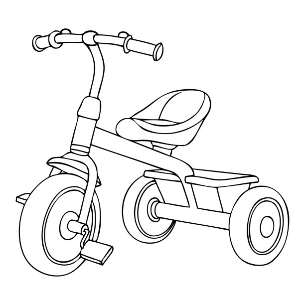 儿童自行车线条矢量插画图片下载