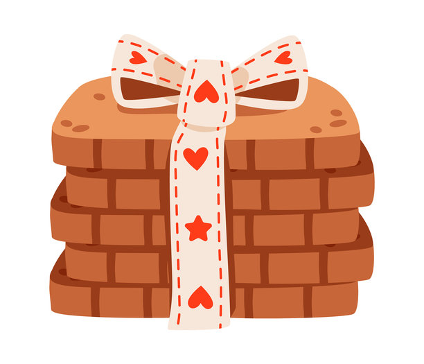 圣诞饼干，装饰有丝带和蝴蝶结。可爱的礼物饼干。适合社交媒体、礼品标签、海报和冬季庆典设计的节日扁平插画。图片下载