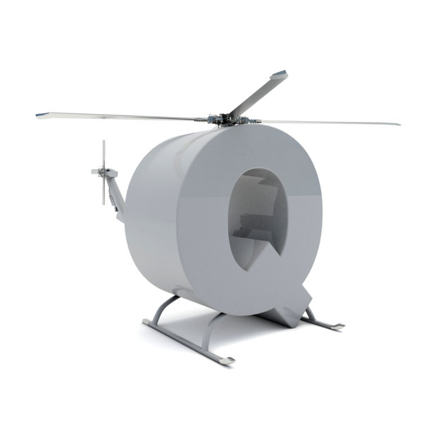 字母Q造型的直升机3D插画图片下载