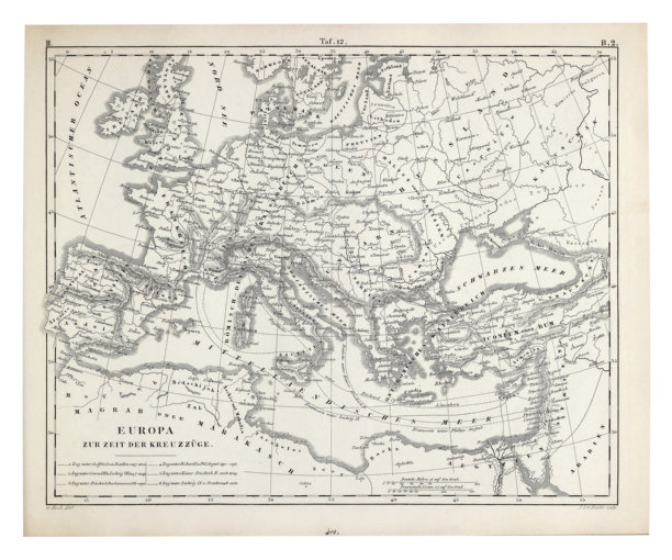 十字军东征时期的欧洲雕版古董插画，发表于1851年图片下载